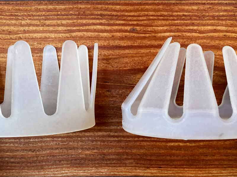 Angling of different adhesive collars in profile