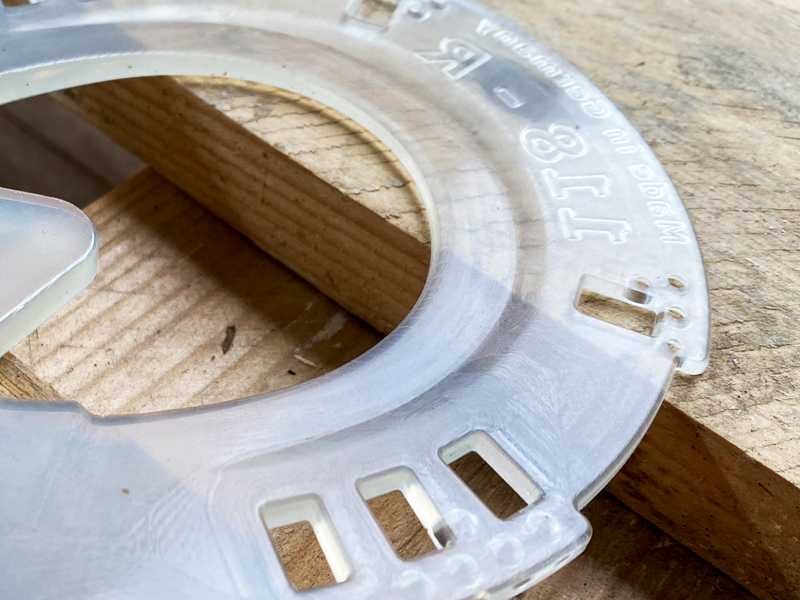 close-up view of a plastic horseshoe wedge pad