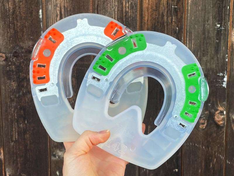 different hardness levels of plastic horseshoes for cold-blooded and working horses