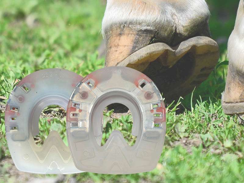 composite horseshoe with and without deeper thread pattern