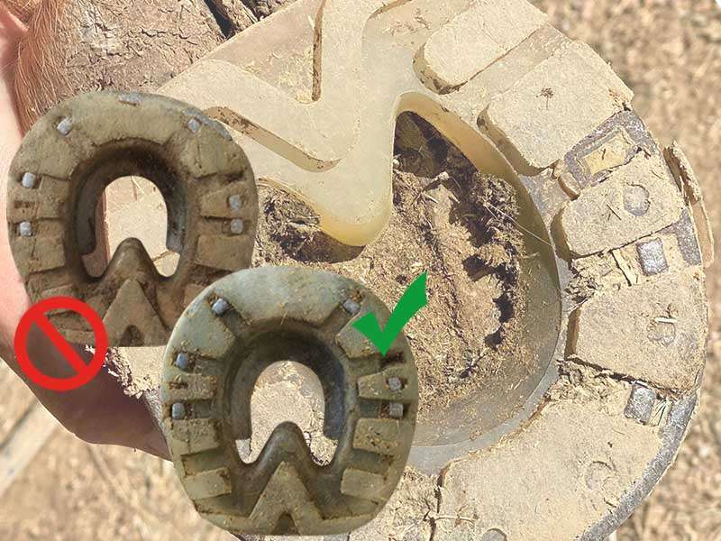 Used, worn-out alternative horseshoes