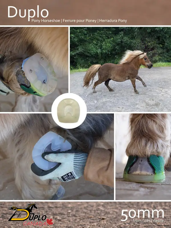 Herraduras de plástico con absorción de impactos para ponis. A partir de 50 mm. Para pegar..