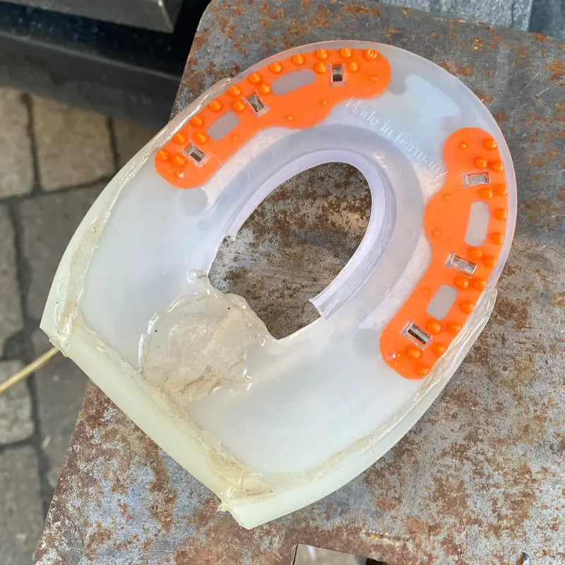 glue-on horseshoe modified for donkey hooves