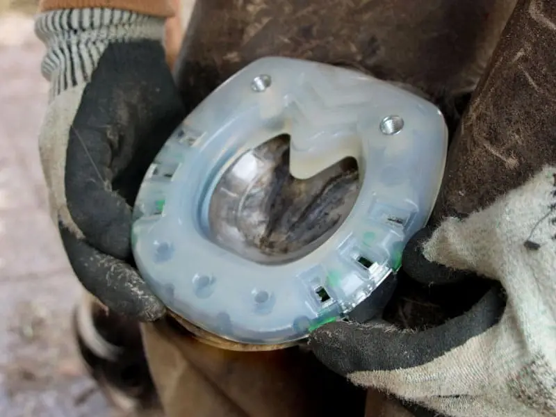 Fitting a straight toe horseshoe with quarter clips and screw inserts on the hoof