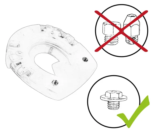 A horseshoe without a metal core in the heel area must only be used with small traction studs with disc. Larger studs are not suitable.
