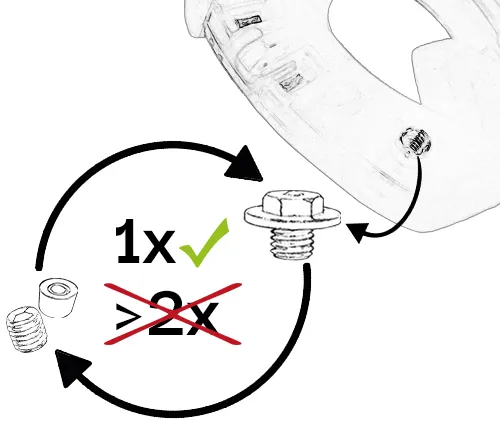 A horseshoe without a metal core in the heel area. Switching between closing plugs and traction stud is only possible once. Repeated switching is not allowed.