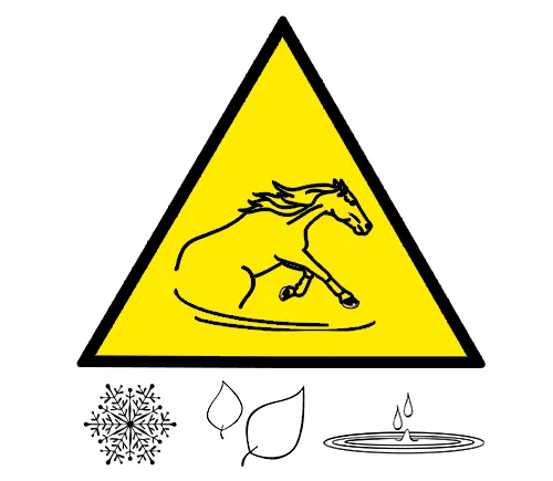 WARNING: Risk of slipping. On snow, leaves, puddles, and similar ground conditions, speed must be adapted to the conditions.