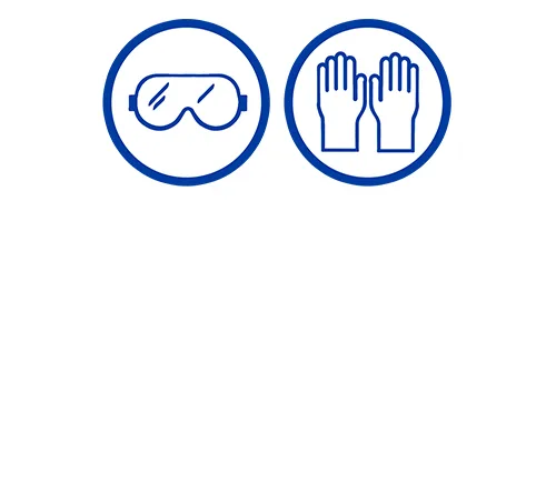 Both symbols indicate recommended protective equipment: eye protection and protective gloves should be worn.
