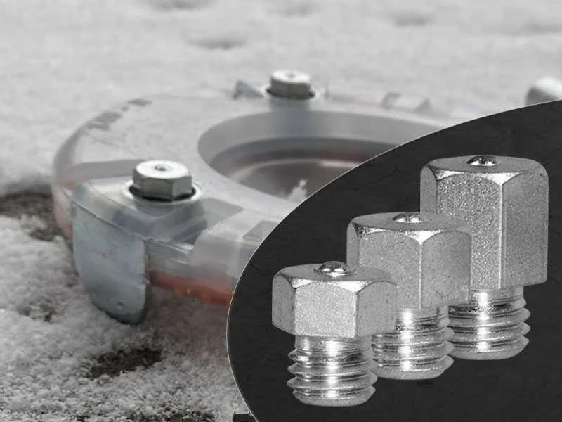 horseshoe with cleats is lying in snow