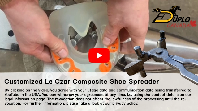 Tutorial on how to widen a composite shoe using the modified Le Czar shoe spreader by Duplo Canada.