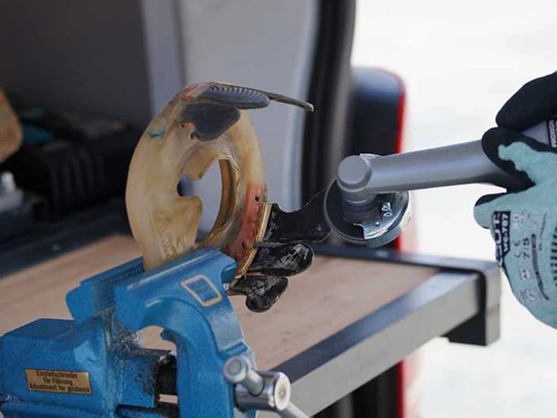 grinding off the superglue residue from the Wolf Busch&reg; gluing tabs