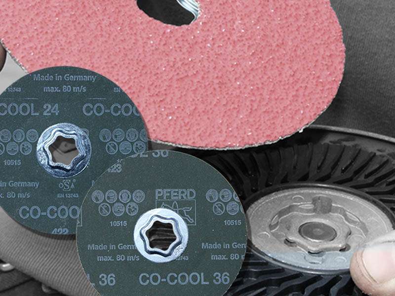 CO_COOL Discos de fibra de la marca Pferd en tamaños de grano 24 y 36